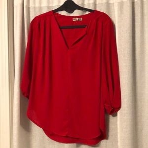 Red flowy blouse